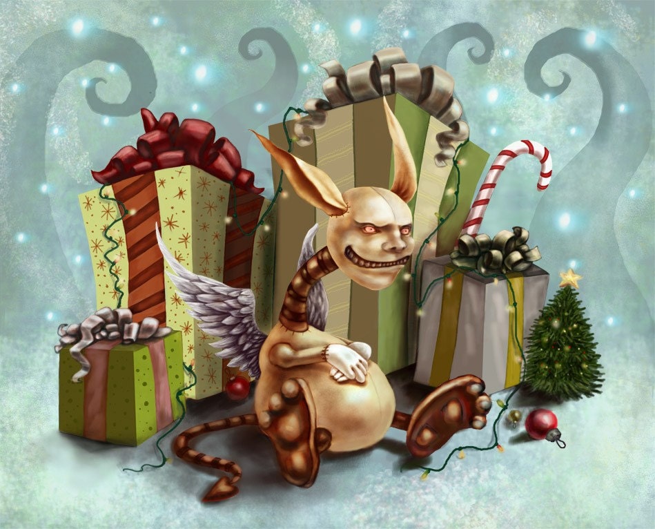 Wicked Christmas Bunny Greeting Card