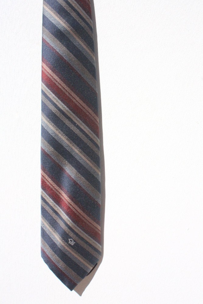DIOR Classic Blue and Burgundy DIAGONAL Stripe Tie  FREE SHIPPING