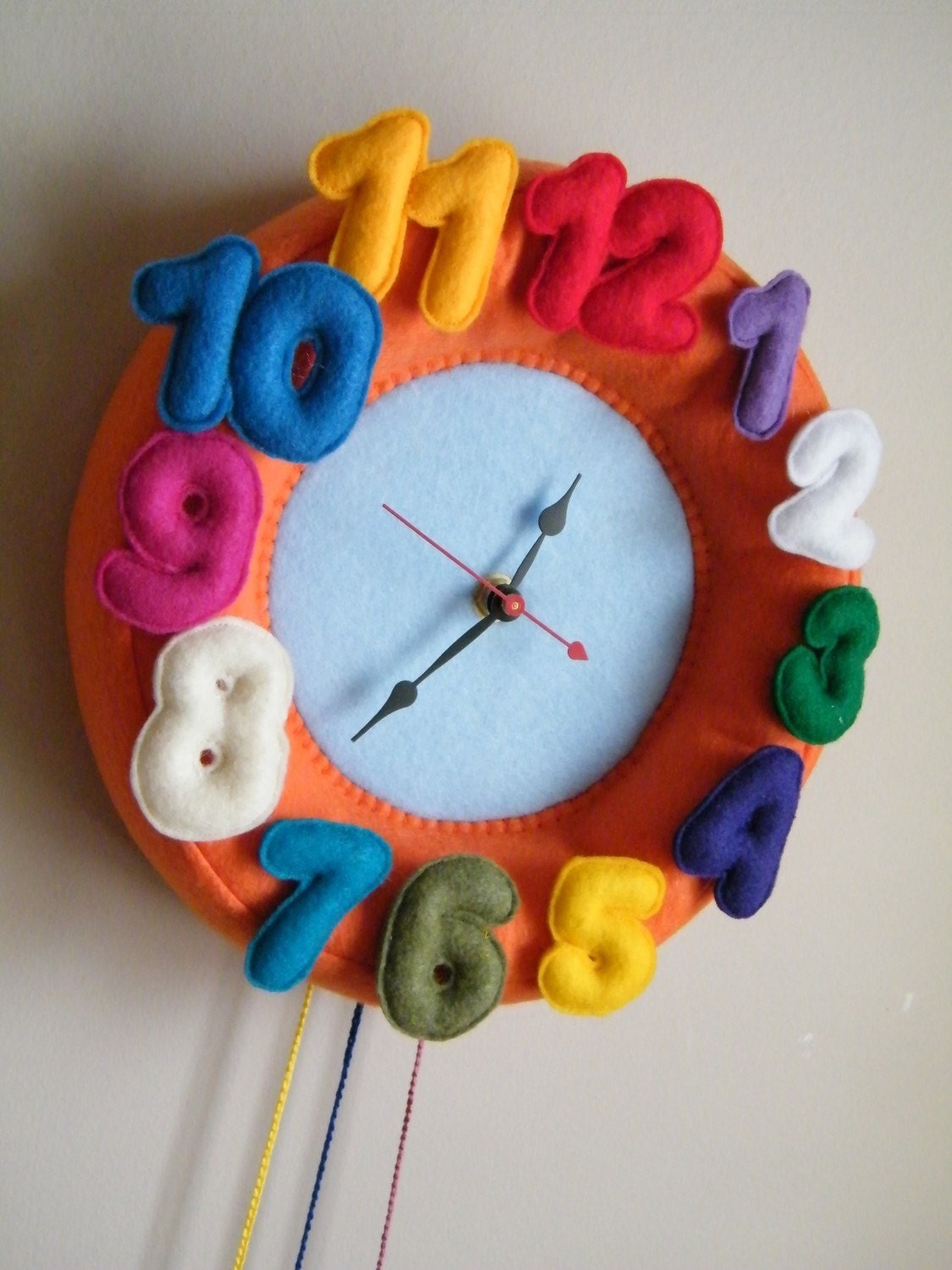 Children  Wall Felt Clock - Round Orange