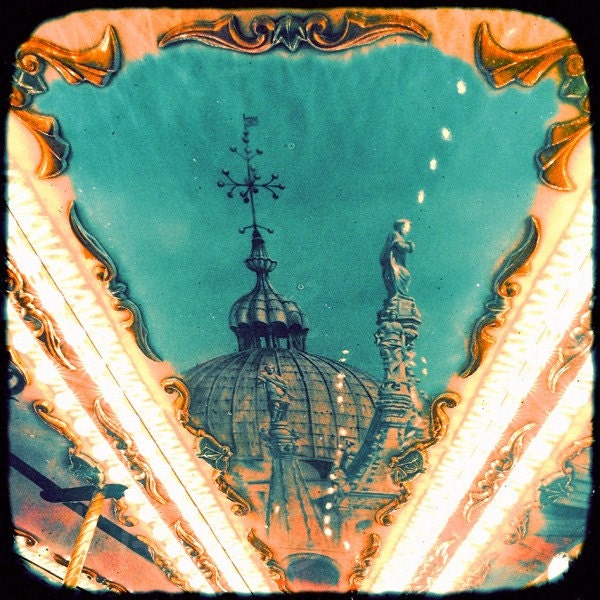 Original fine art ttv photograph on canvas vintage colors old Carousel print large cotton canvas poster NO12 by artistico Handmade Wall Decor