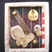 JOY  - Tiny Collage Mixed Media OOAK Framed Signed with Beads Butterfly Charm Ribbon Watch Parts