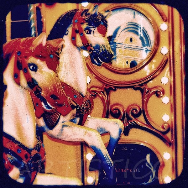 Original fine art ttv photograph on canvas vintage colors old Carousel print large cotton canvas poster NO15 by artistico Handmade Wall Decor