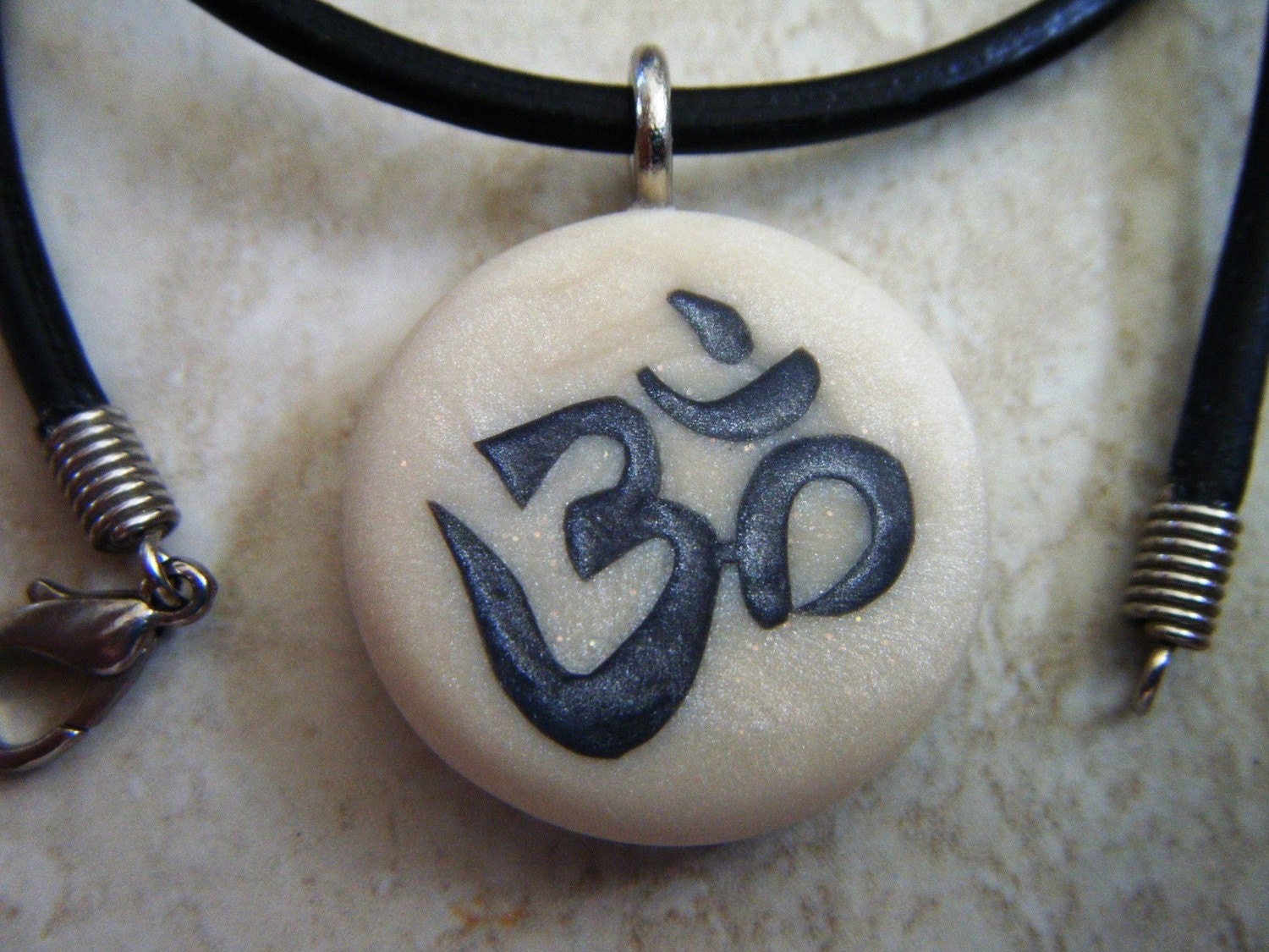 Om (AUM) pendant with  3mm leather necklace