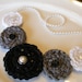 Crocheted Rosette Black, White, & Gray Pearl Necklace