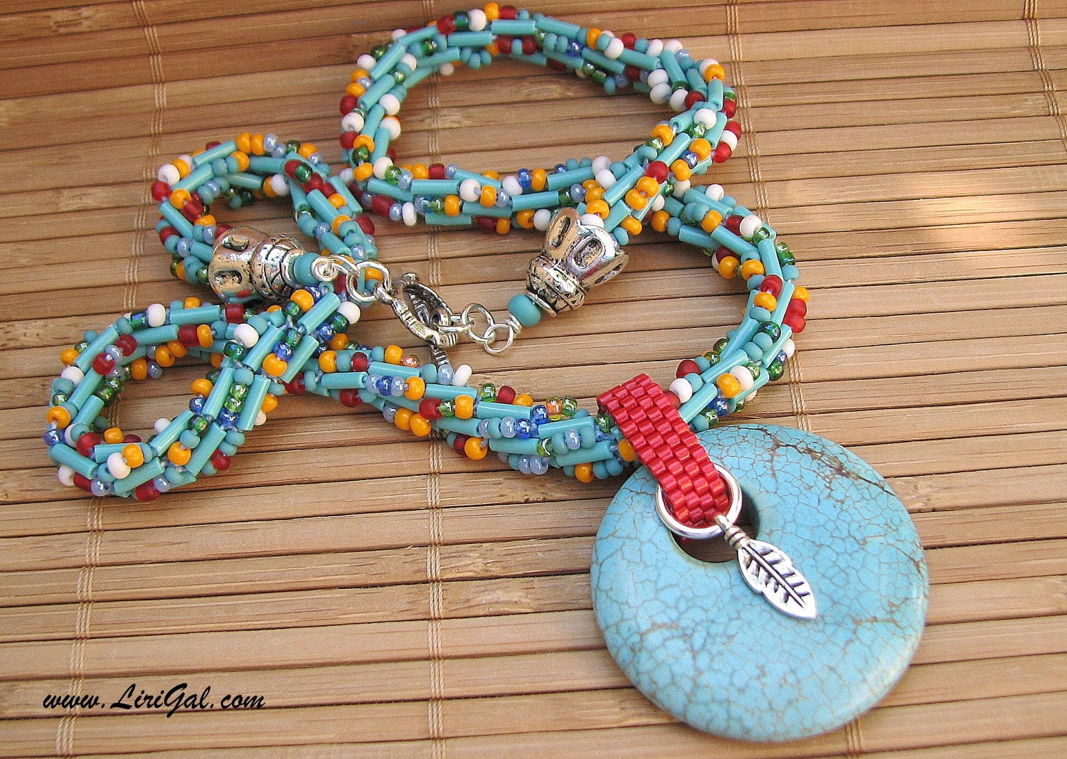 Summer western. Beaded Crocheted Necklace