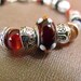 Red and Black Agate and Lamp Work Bead Bracelet