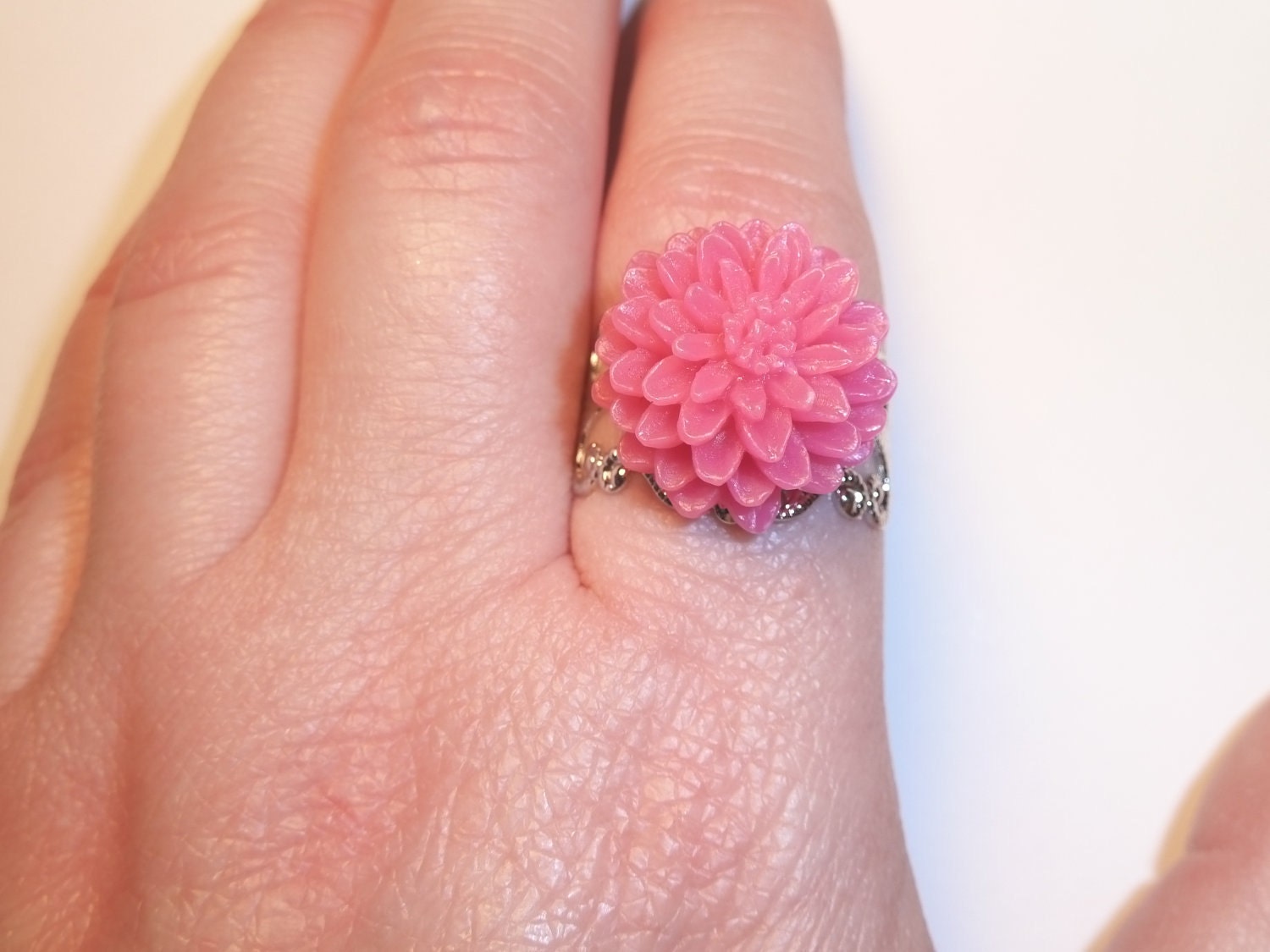 Pretty Petal Pink Chrysanthemum Ring