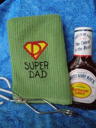 Embrodiered "Super Dad" Kitchen Towel