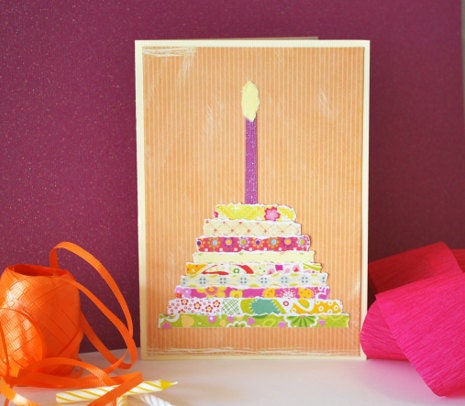 Happy Birthday Cake & Candle Birthday Card