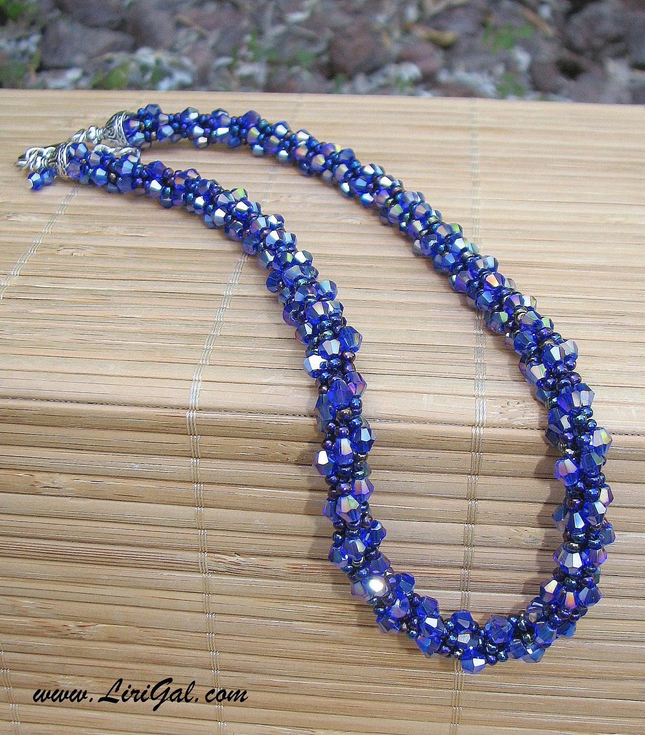Niagara Falls. Blue Crystals Beaded Necklace