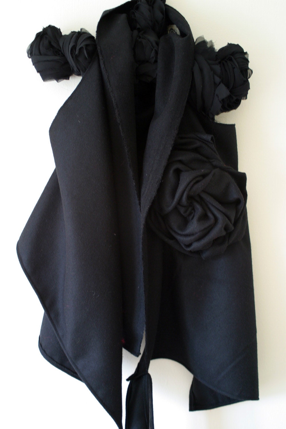 Black Wool Wrap/ Sleeveless Winter Soft Jacket by NervousWardrobe on Etsy