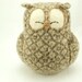 Upcycled Felted Wool Sleepy Owl in Natural White and Beige