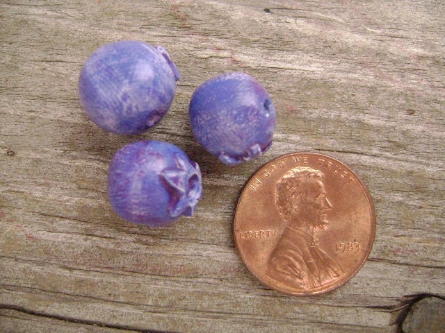 Three Blueberry Beads by Bunny