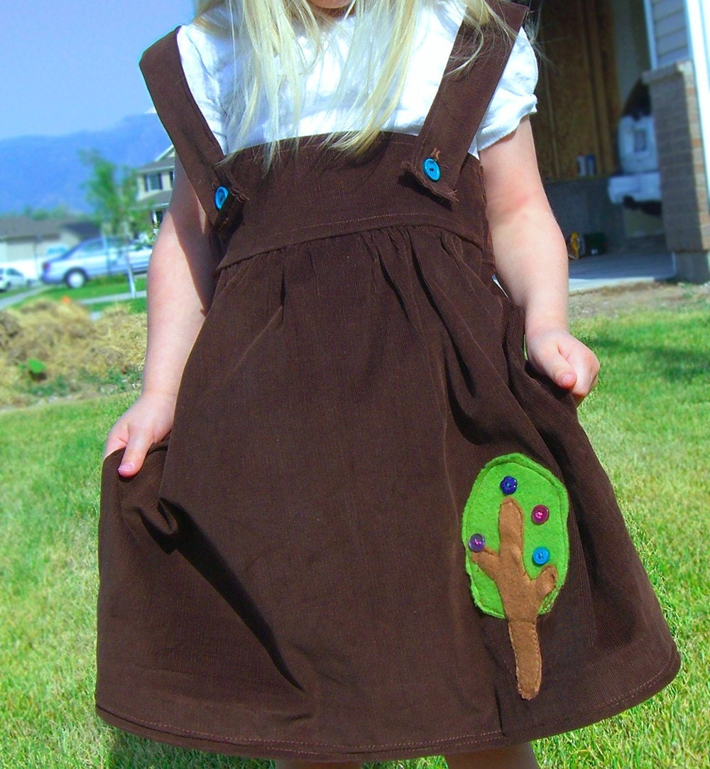 Brown Corduroy Tree applique jumper 2t-3t outfit shirt 