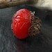 EgyPTian ReVIval CHERRY RED SCARAB GLASS RING