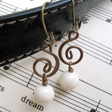 Gypsy Music Muse - Riverstone and Brass Earrings