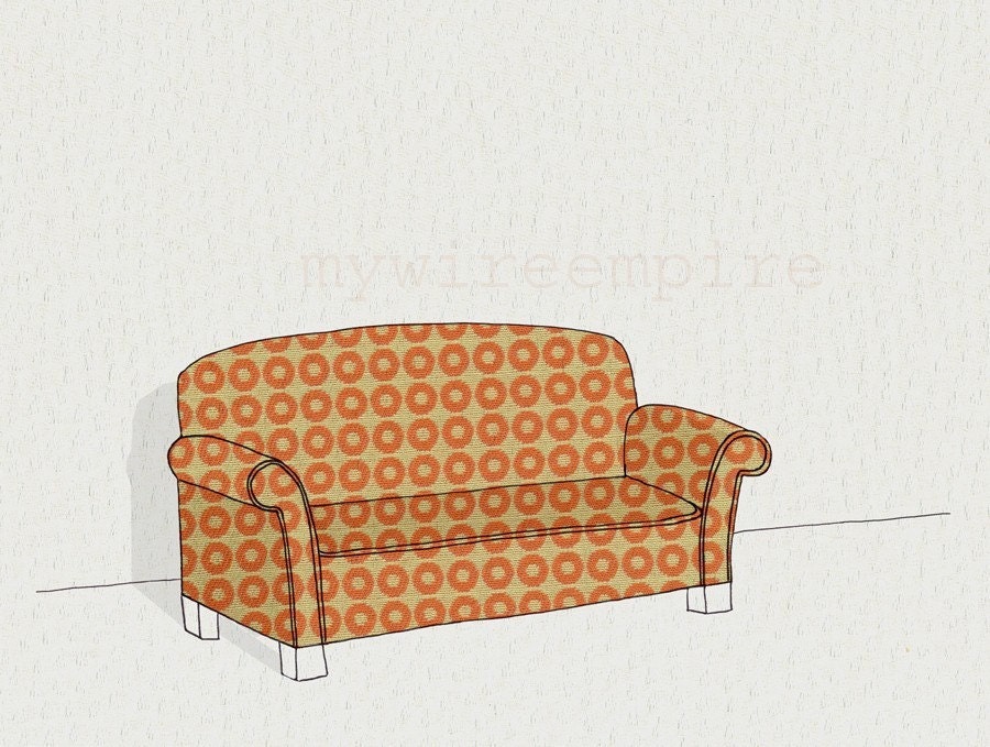 modern sofa 2 (orange dot) - print