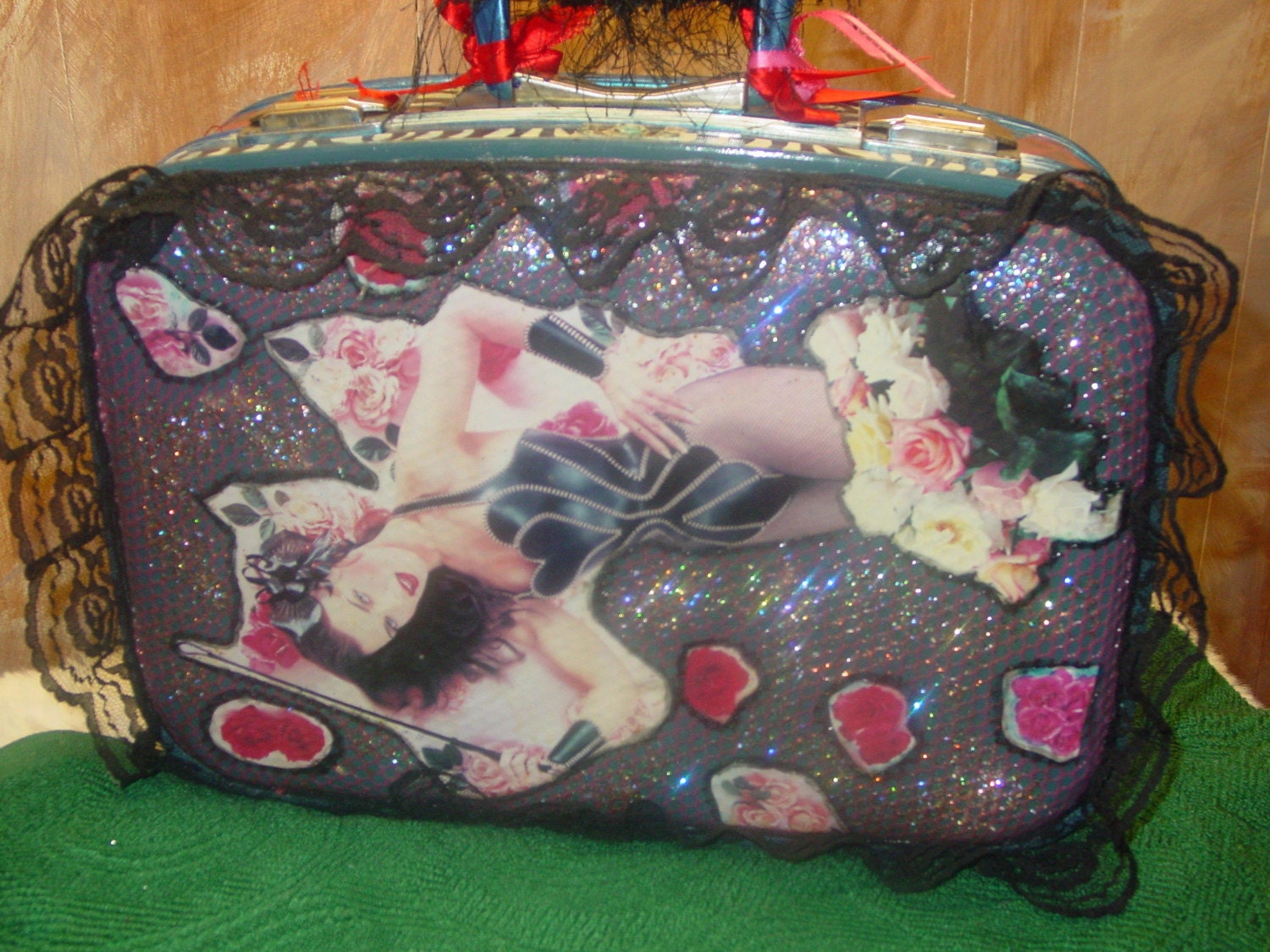 Funky recyled Sexy Suitcase by  artist Catherine Reinke