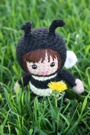 Crochet Pattern- Alexa the bee amigurumi doll