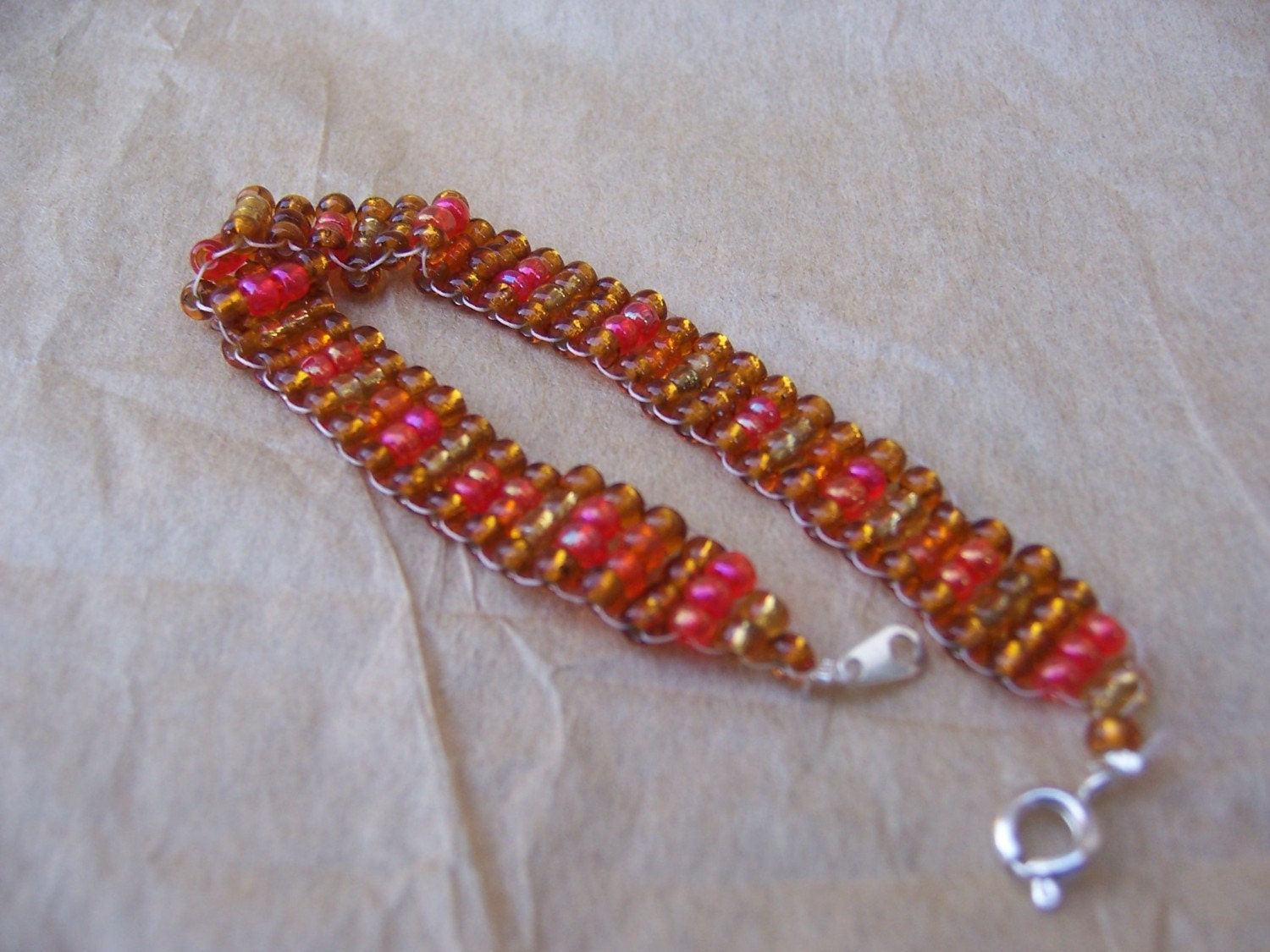 Gold Orange Bead Bracelets