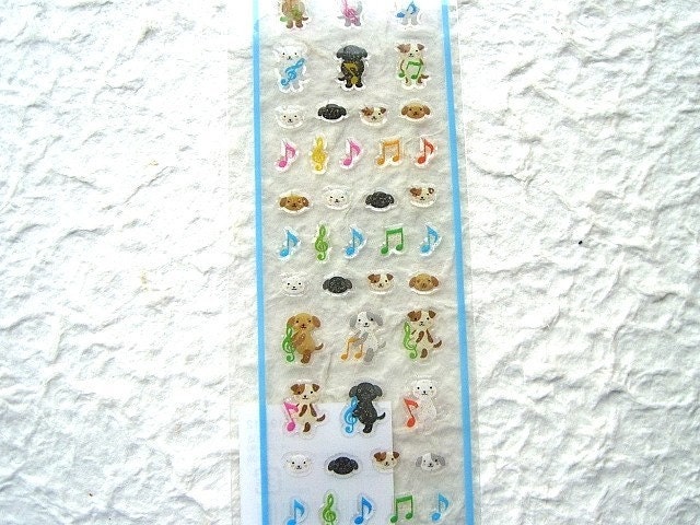 Kawaii Cute  Japanese Animal Stickers - Dancing Dogs Mini Size (S324)