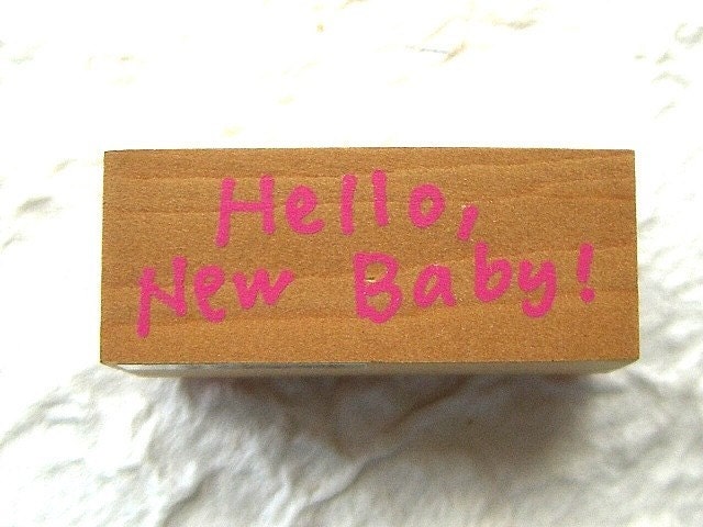 Cute Japanese  Rubber Stamp - Hello New Baby