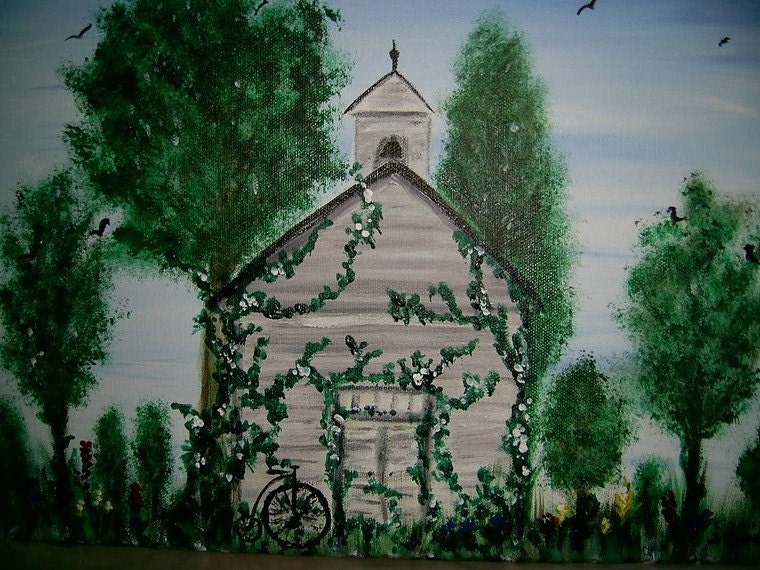 The Old School House  11 x 14 inch acrylic painting on canvas  FREE USA SHIPPING
