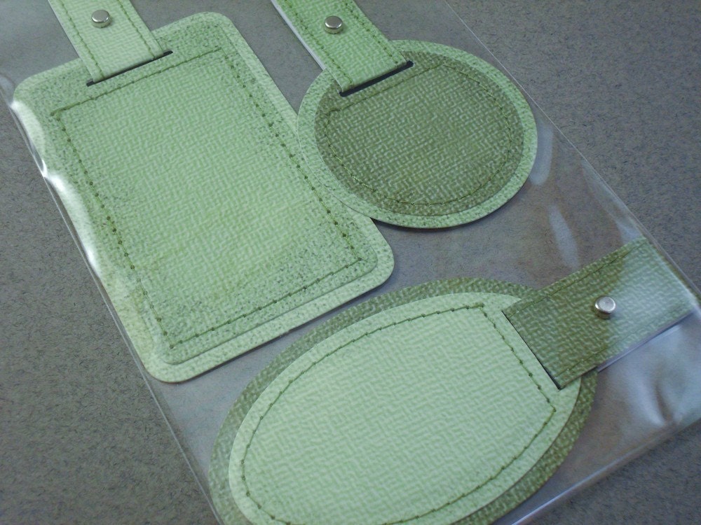Green Stitched Tags - 3 Piece Set Scrapbooking Embellishments