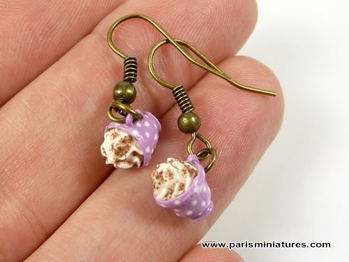 Cappuccino Cup Earrings - Lilac A