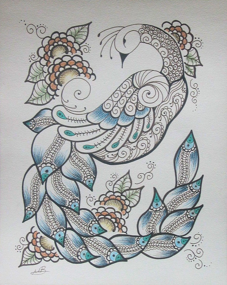peacock henna tattoo design by