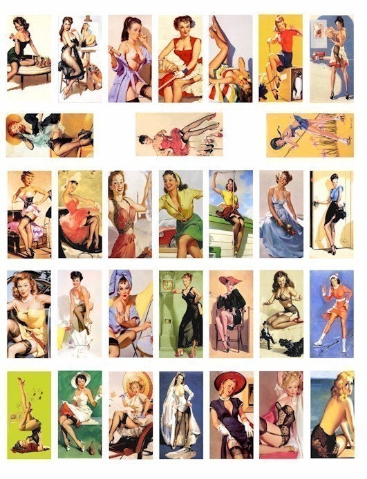 Pin Up Girls for every season 50s 60s vintage ILLUSTRATIONS clip art digital 