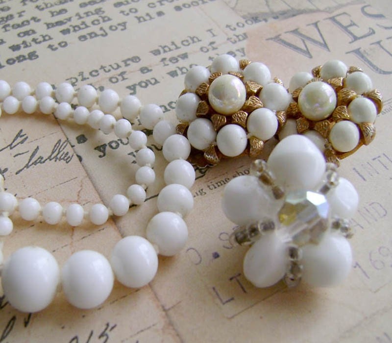 Vintage Bead Goodies in White - For Repair, Supplies