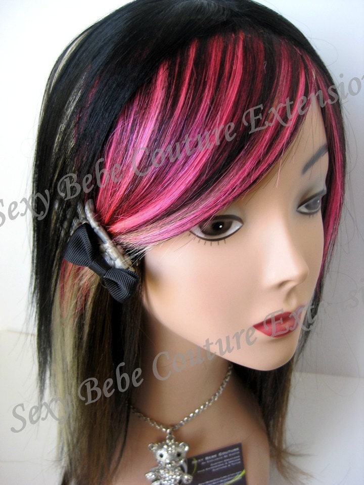 black and pink hair color. Black and Hot Pink Peekaboo