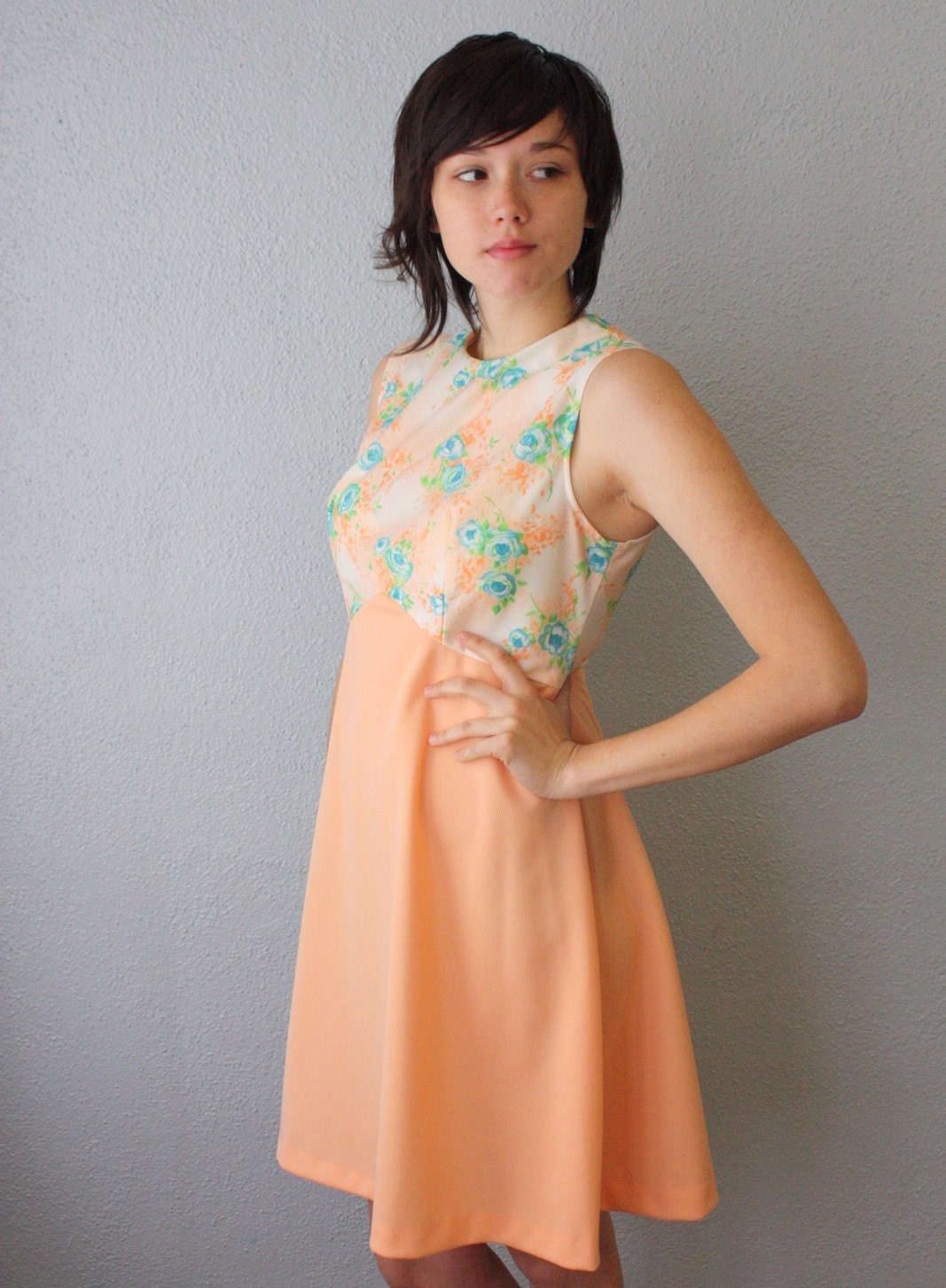 vintage 1960's apricot day dress