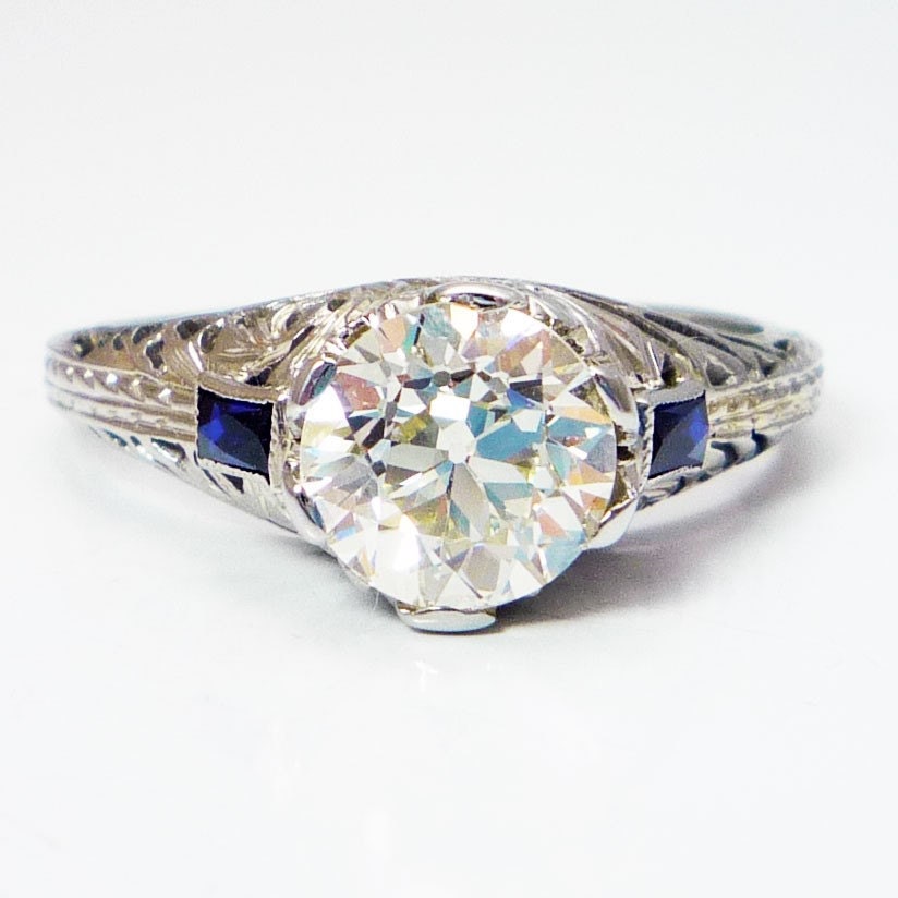 art deco engagement rings sapphire. 18K Antique Art Deco Diamond