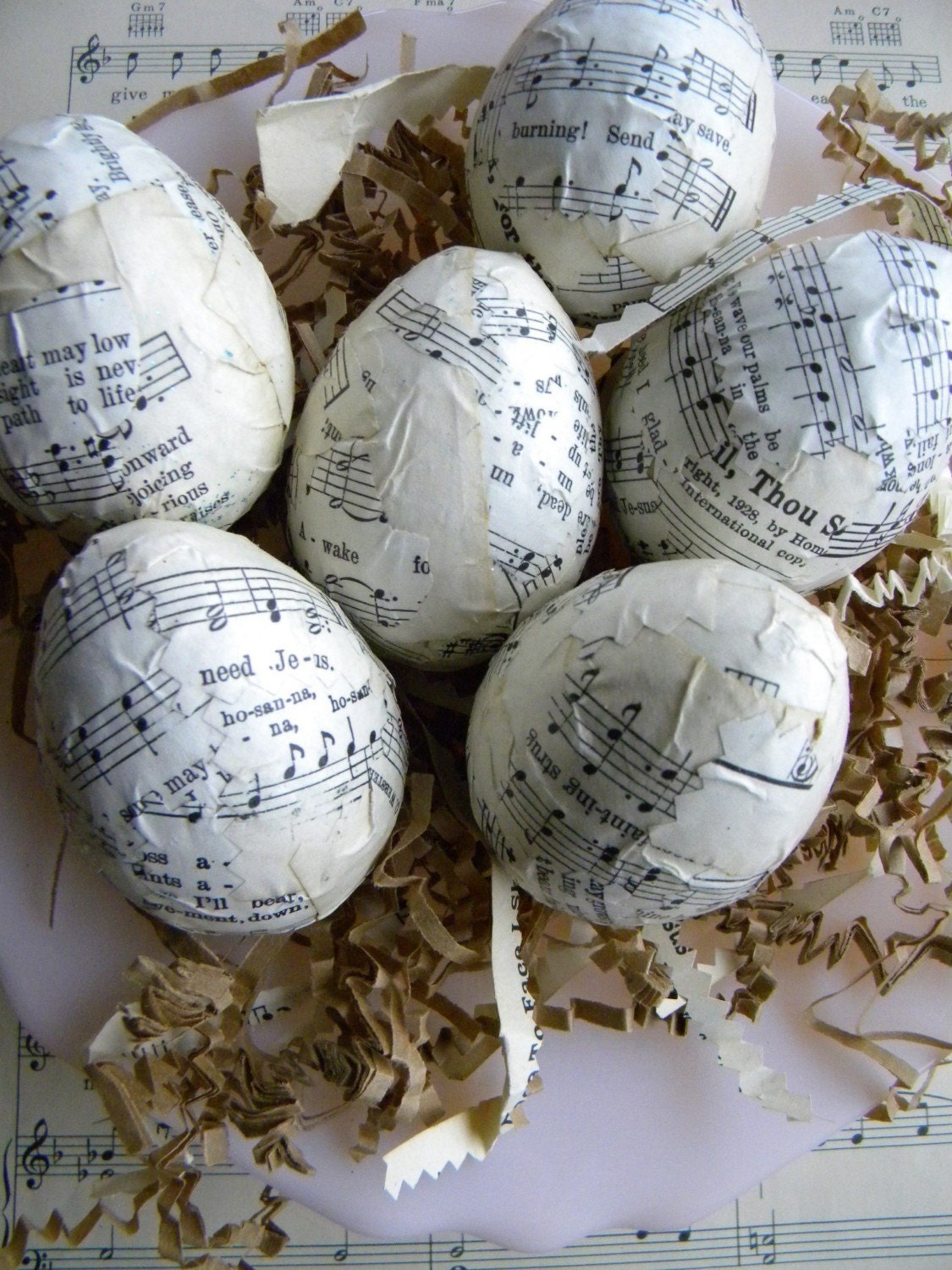 Vintage Hymnal Eggs...set of 6