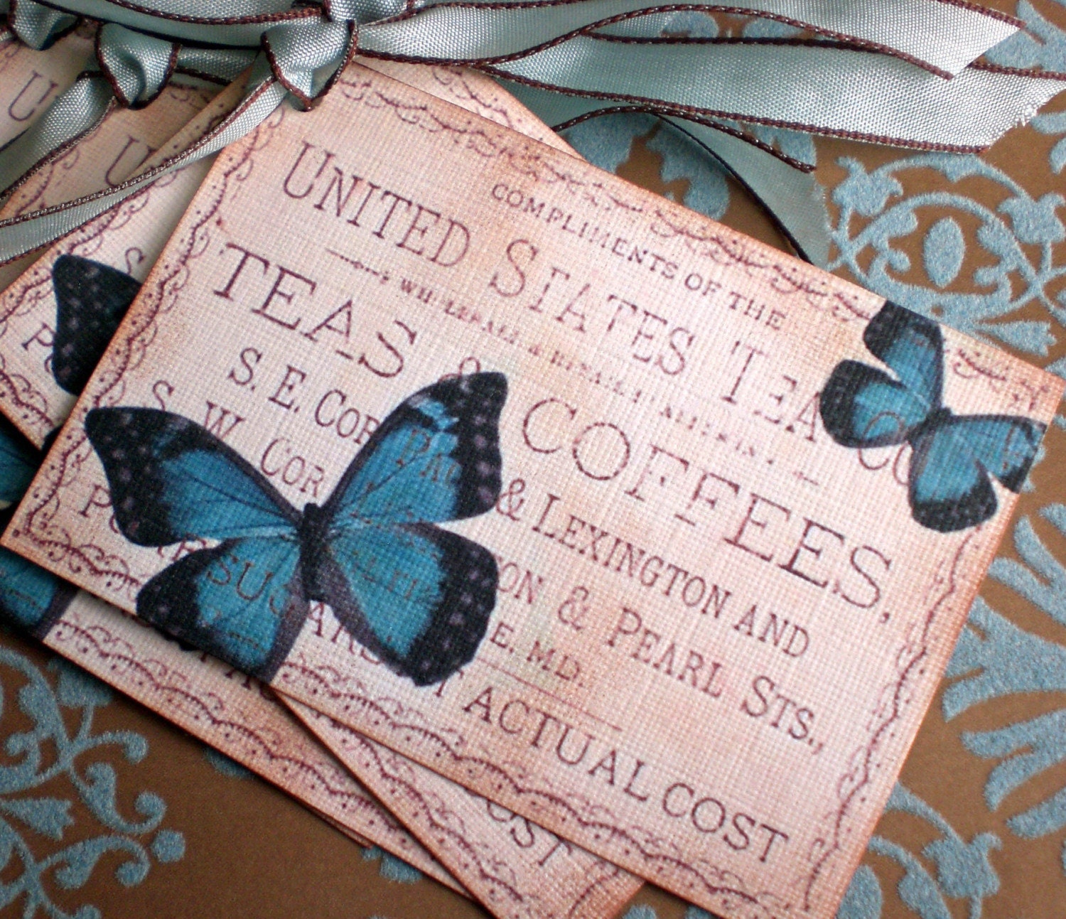 Butterflies, Tea and Coffee Tags - Set of 3