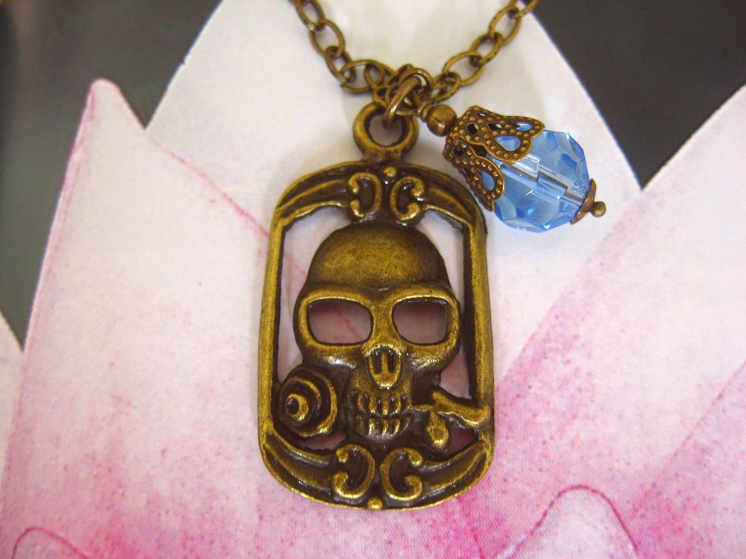 Romantic Skull Necklace by OutsideCatArt