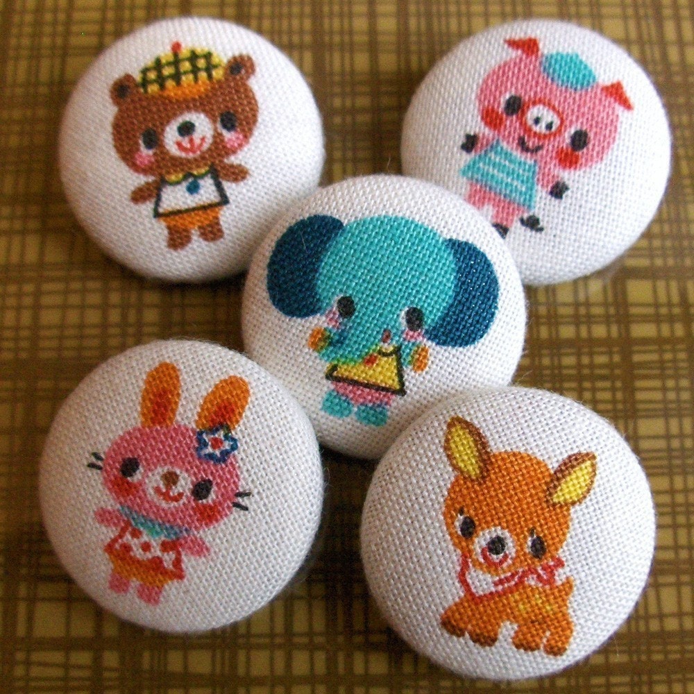 Animal Park Fabric Covered Boutique Buttons