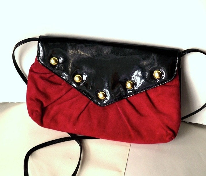 red suede clutch. SALE Red Suede and Patent Leather Studded Clutch. From beckyplantstrees