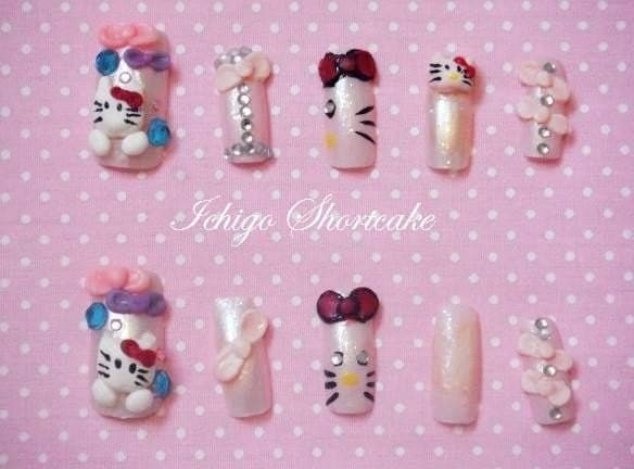 Hello Kitty 3d Nails. Deco 3D Nails Hello Kitty Pink