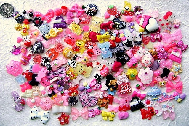 WHOLESALE Cute Japanese 200 Cabochons Charms BIG Set Mix Pack A 