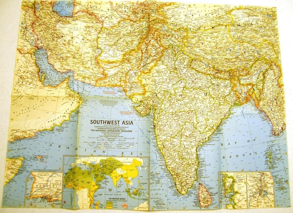 Southwest Asia Map. 1963 Southwest Asia Map