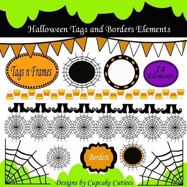 Clip Art Frames Borders. Halloween Frames Borders Clipart Digital Clip art for Cards, Paper, Invites,