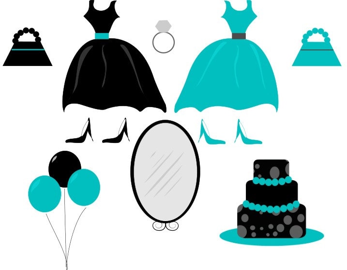 Clip Art Party Balloons. Little Black Party Dress