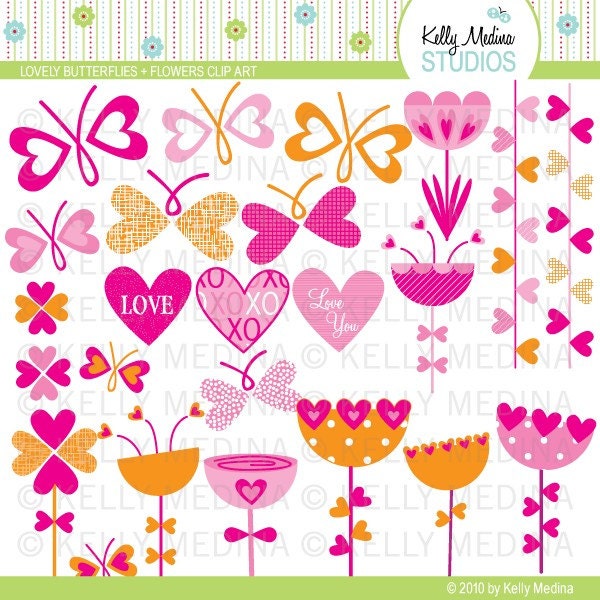 clip art flowers and butterflies. This clip art set is for small