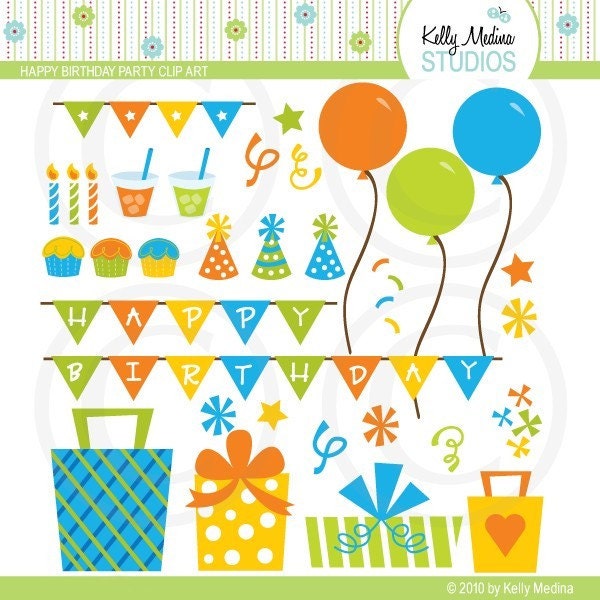 happy birthday banner clip art. Happy Birthday Party Clip Art