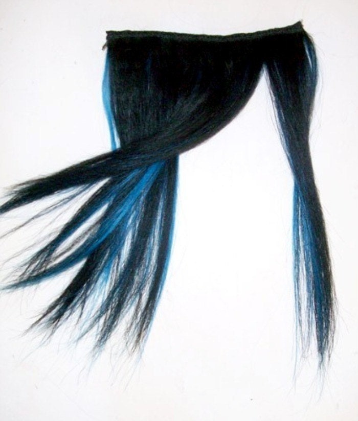 black and electric blue hair. Jet Black/Electric Blue Human