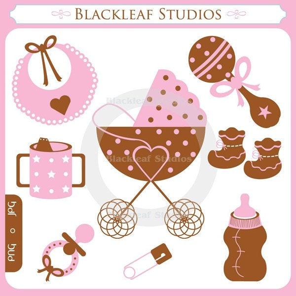 baby shoes clipart. Baby Girl Clipart Set is a