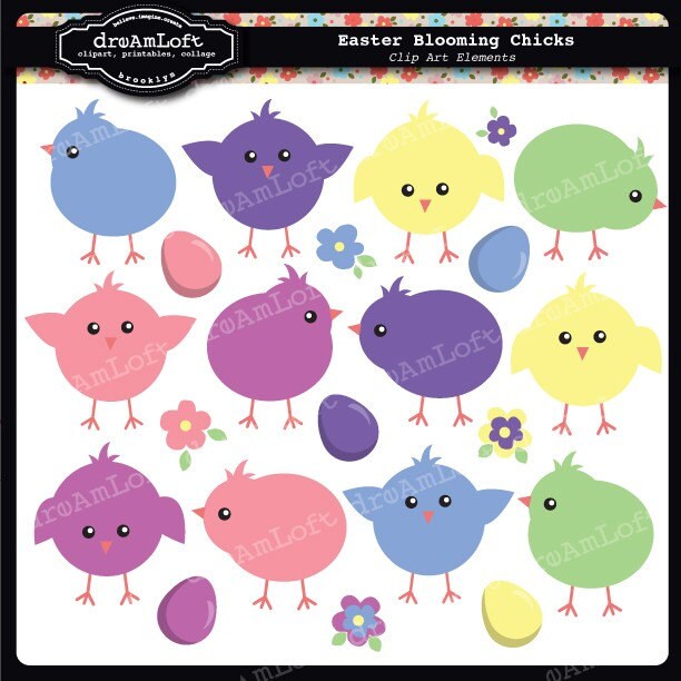 clip art easter chick. Easter Blooming Chicks Clip